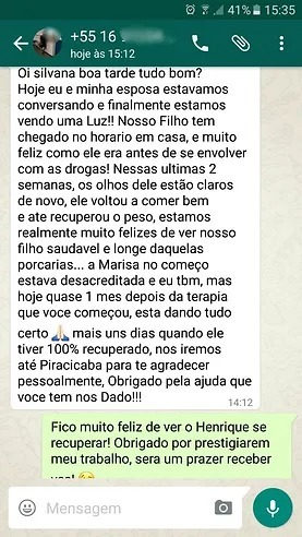 Cliente relatando resultado do trabalho da Astróloga Silvana